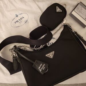 Prada Re-edition 2005 mini black nylon crossbody and shoulder bag